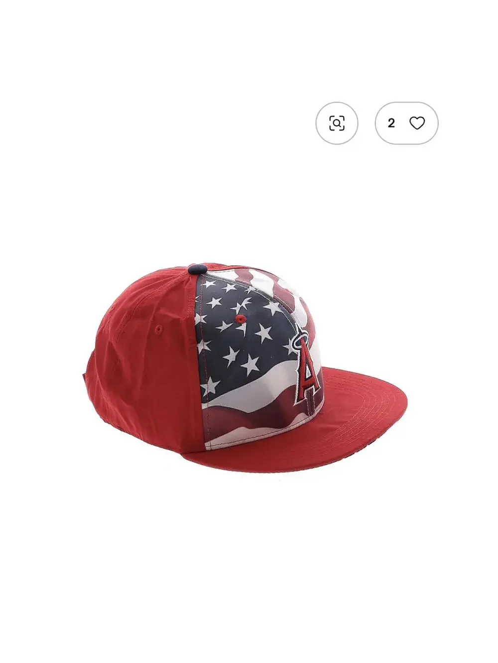 MLB Angels Red Baseball Cap with American Flag Design